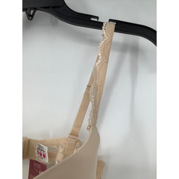 Magic Bodyfashion Women's 34C Latte Luxury Gel Bra Underwire Lace Trim Q6-6 - Picture 3 of 7